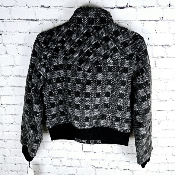 BAGATELLE | plaid soft wool blend zip bomber style jacket - Picture 4 of 10